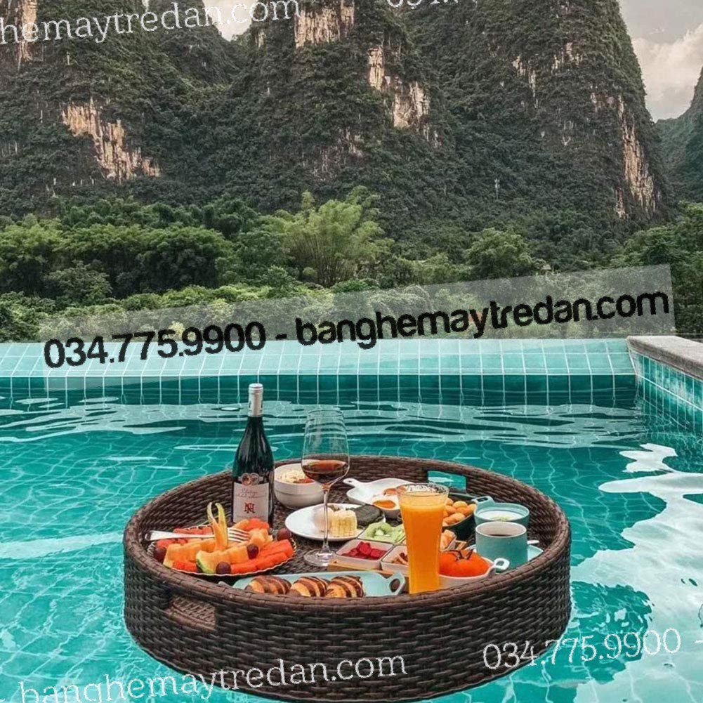Khay đựng đồ ăn bể bơi - Bàn ghế mây tre đan
