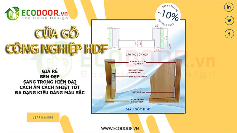 Cửa gỗ công nghệp HDF - Cửa gỗ cong nghiệp Ecodoor