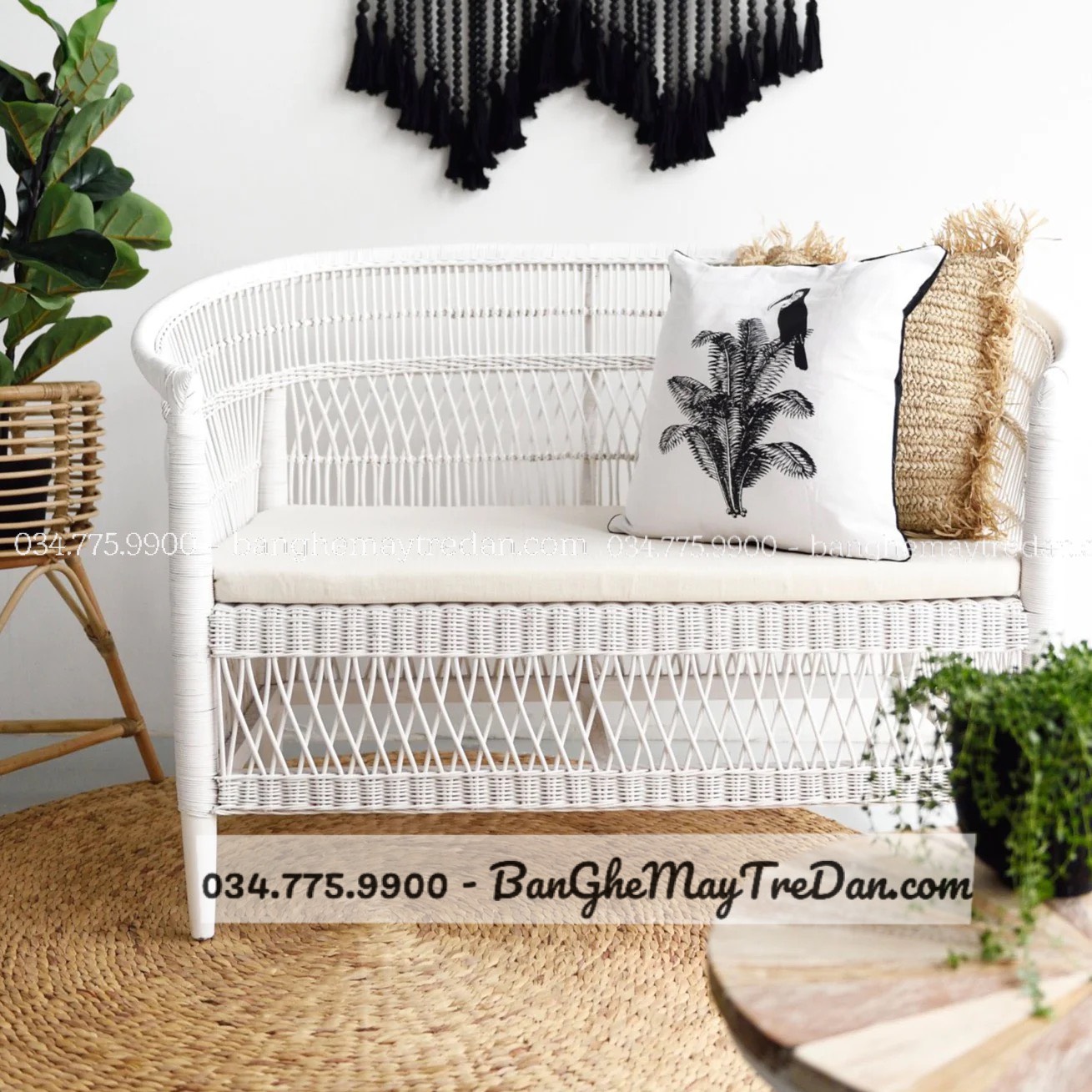 Ghế sofa mây 2 chỗ ngồi - Bàn ghế mây tre đan