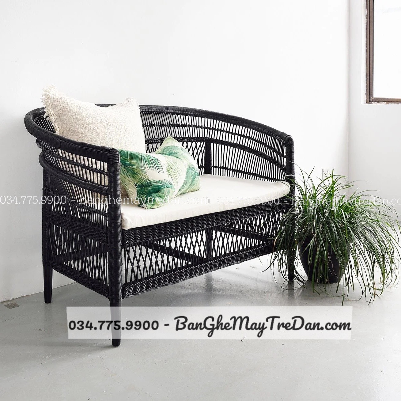 Ghế sofa mây 2 chỗ ngồi - Bàn ghế mây tre đan