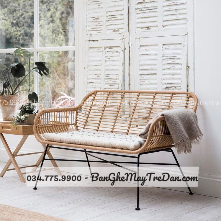 Ghế sofa dài mây nhựa để phòng khách, phòng chờ