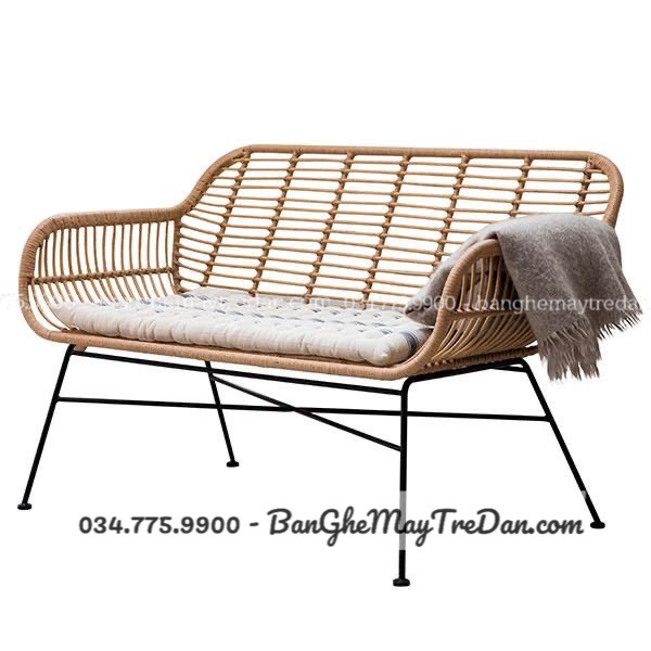 Ghế sofa dài mây nhựa để phòng khách, phòng chờ