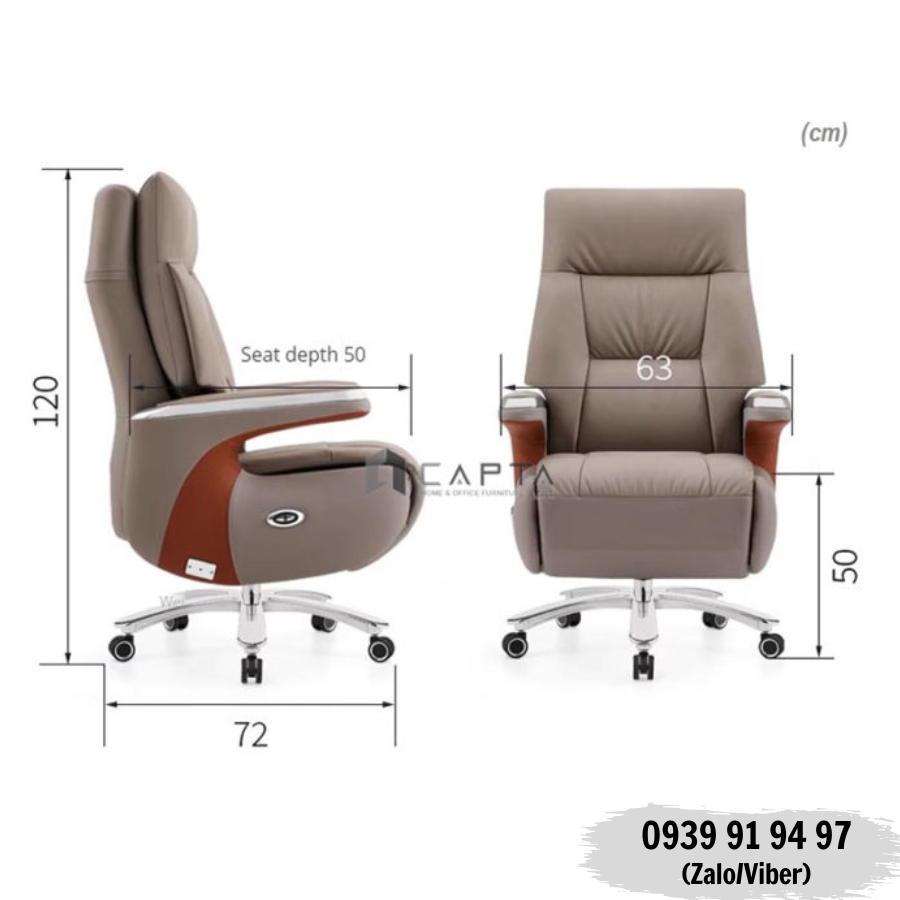 Ghế Giám đốc cao cấp da thật ngả lưng tự động CD7154-L Nội thất CAPTA