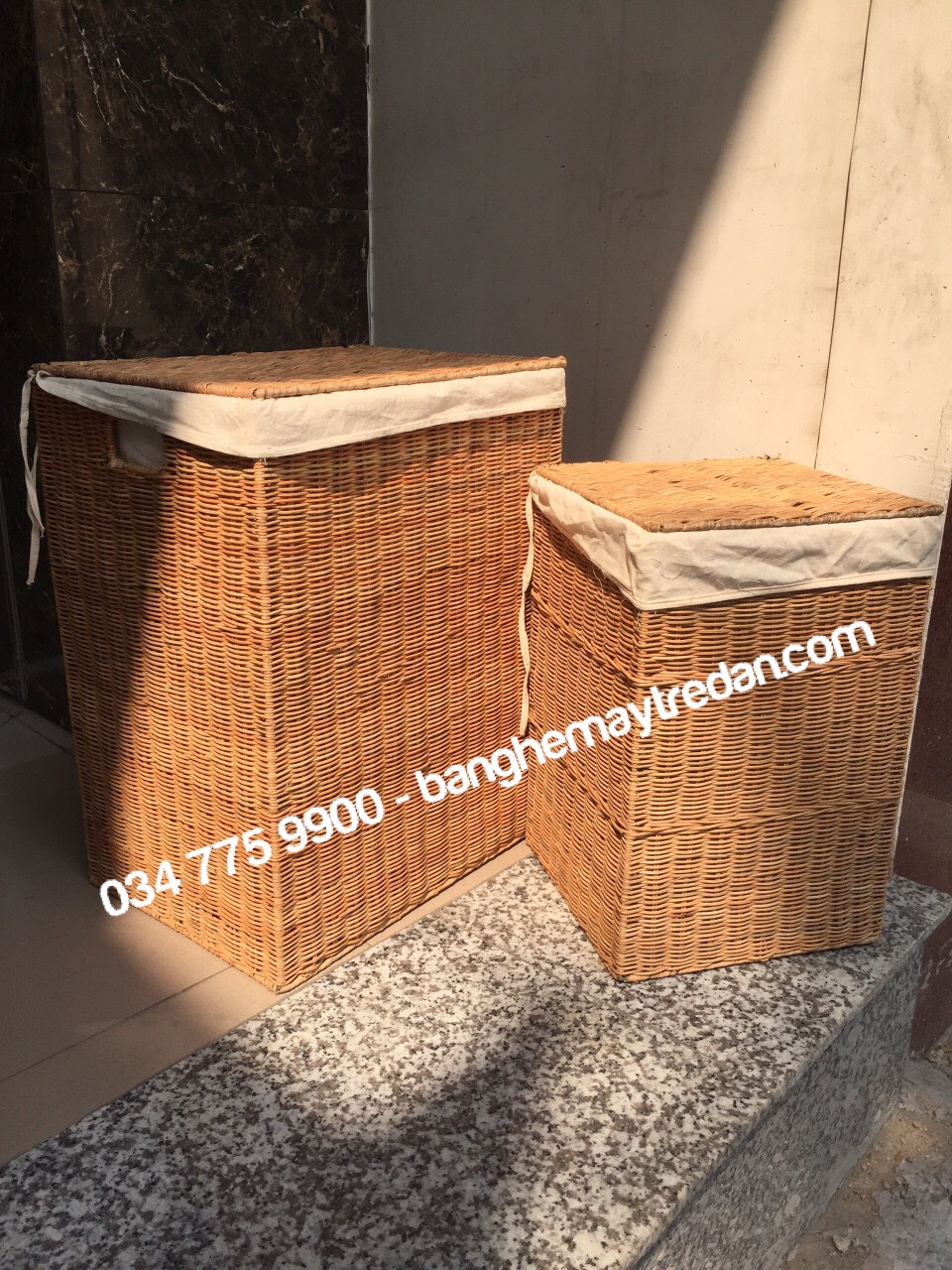 Sọt mây tre đan có nắp hình tròn, hình chữ nhật