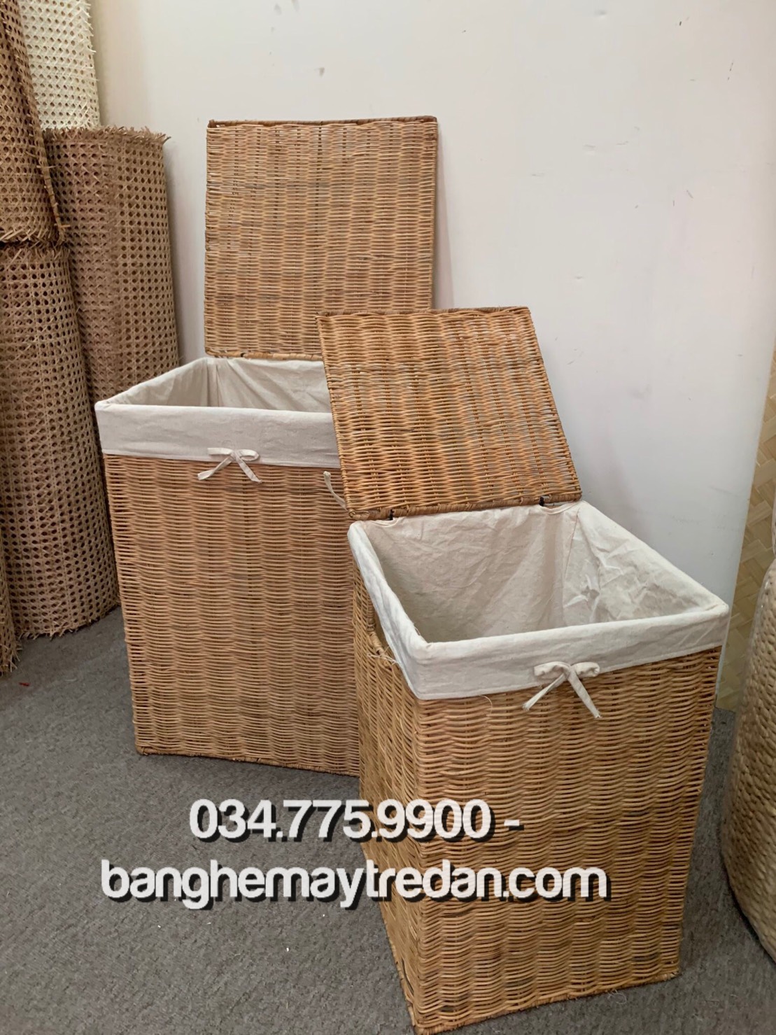 Sọt mây tre đan có nắp hình tròn, hình chữ nhật