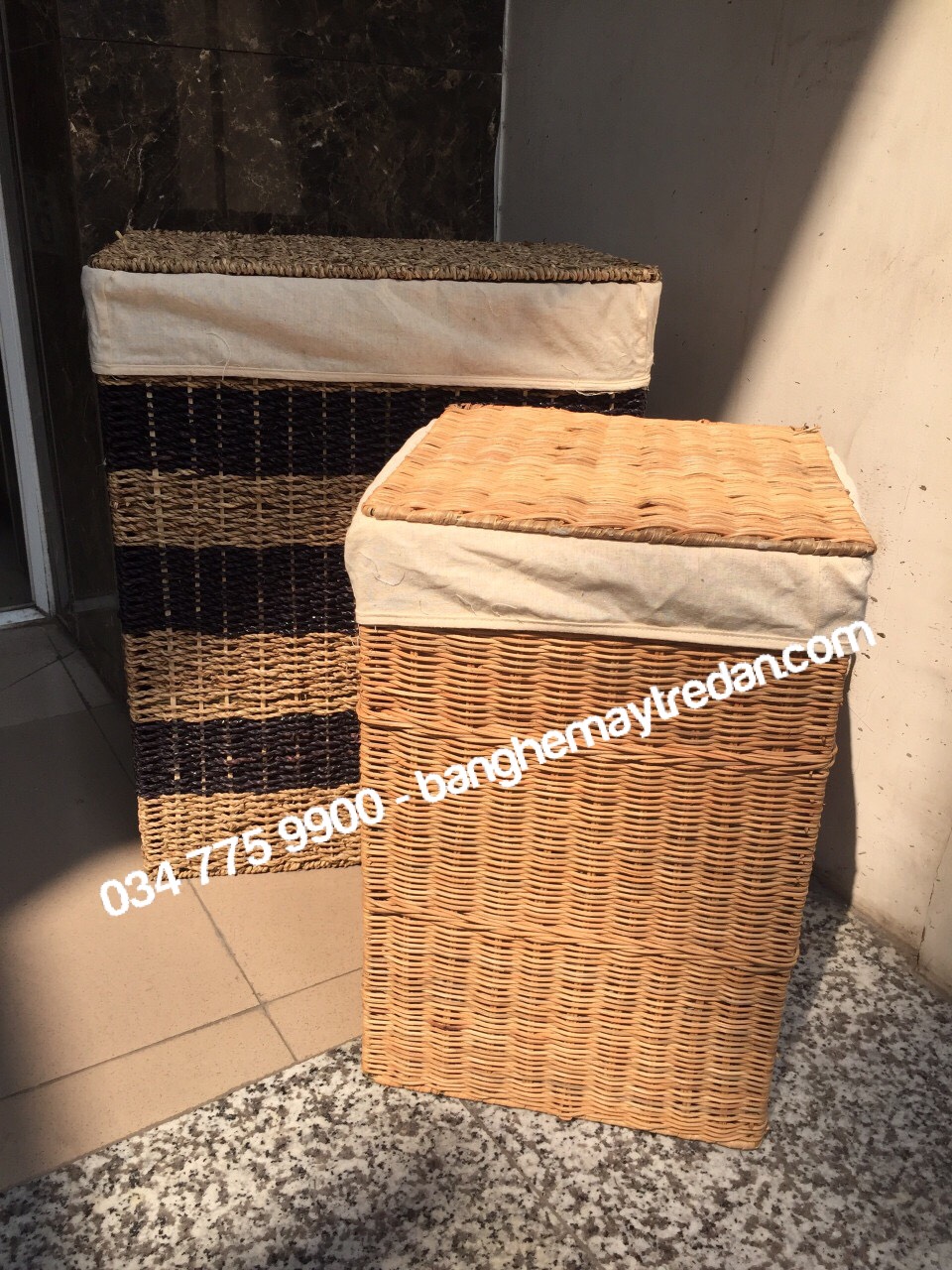Sọt mây tre đan có nắp hình tròn, hình chữ nhật