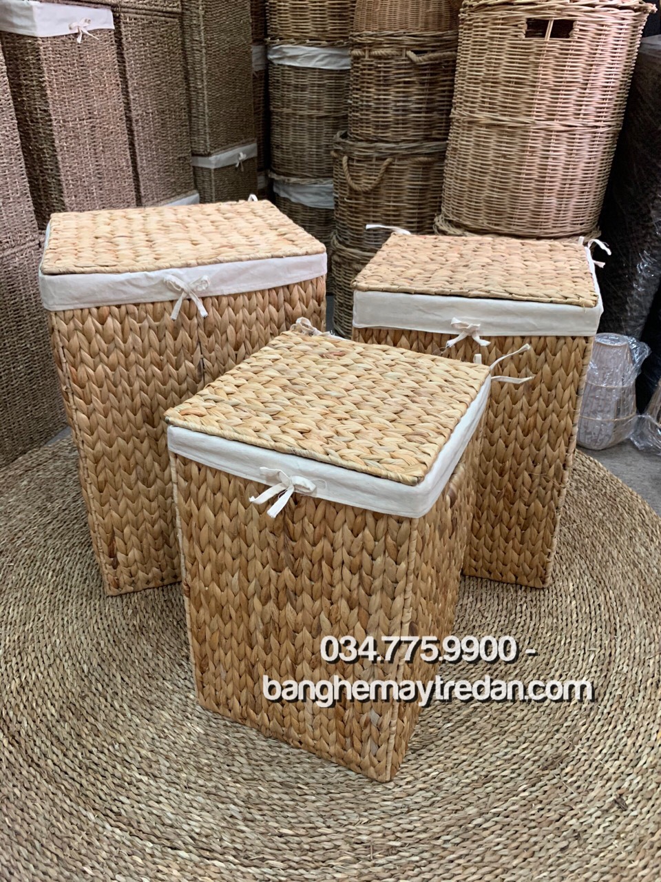 Sọt mây tre đan có nắp hình tròn, hình chữ nhật