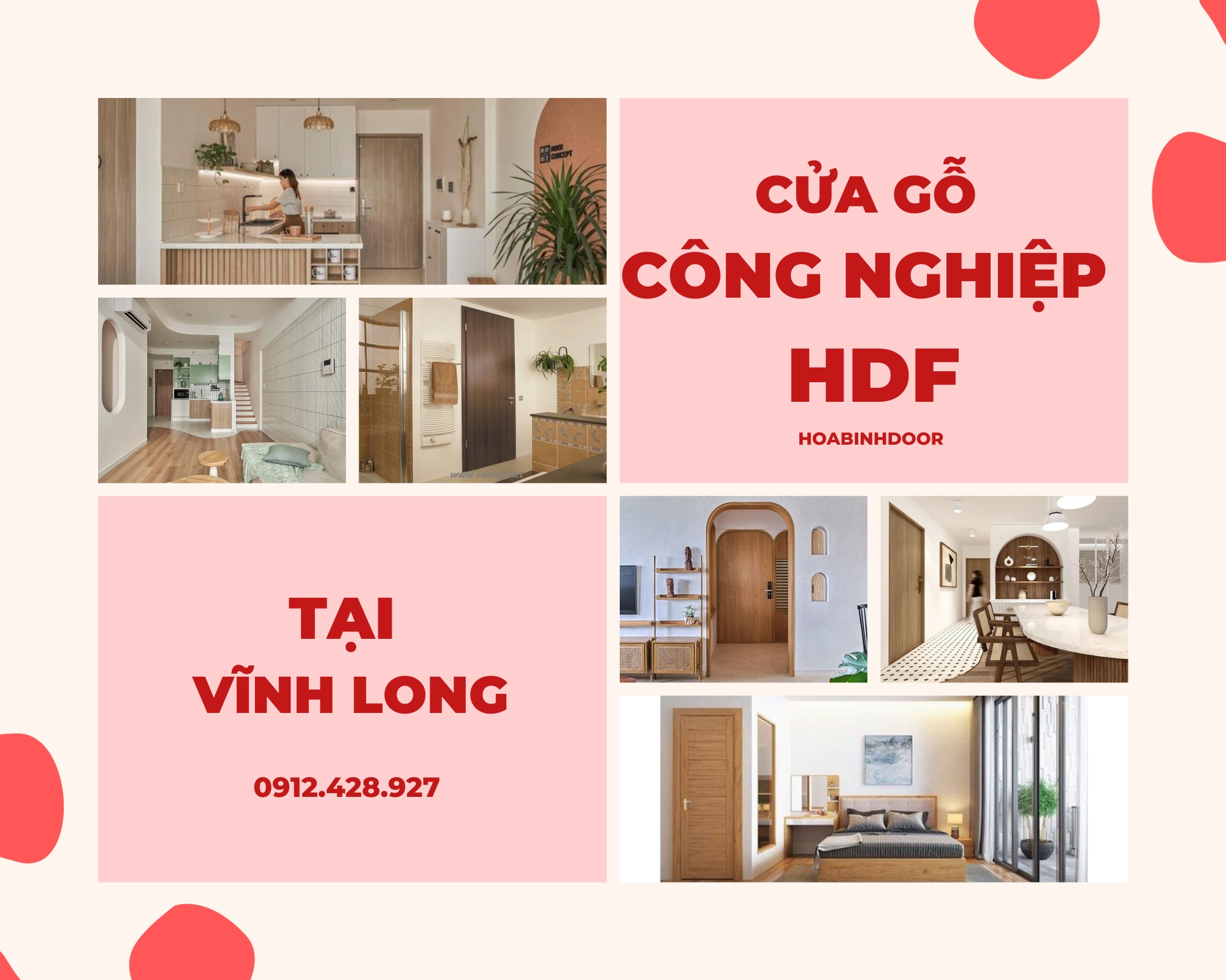 Cửa gỗ công nghiệp HDF tại Vĩnh Long  cửa gỗ giá rẻ