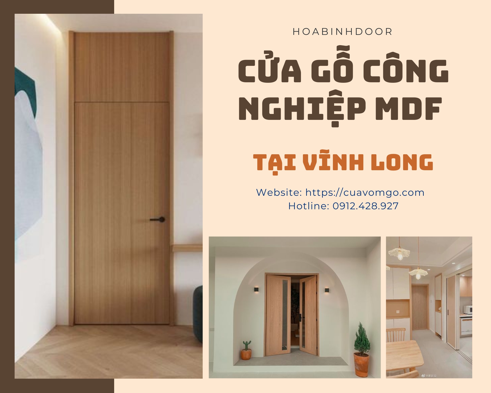 Cửa gỗ công nghiệp MDF tại Vĩnh Long  cửa gỗ cao cấp
