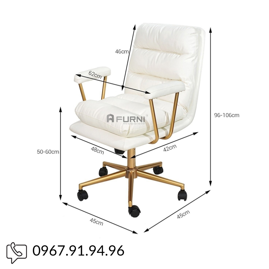 Ghế xoay ngồi làm việc bọ 2 lớp nệm PU nềm mại CE1018-P