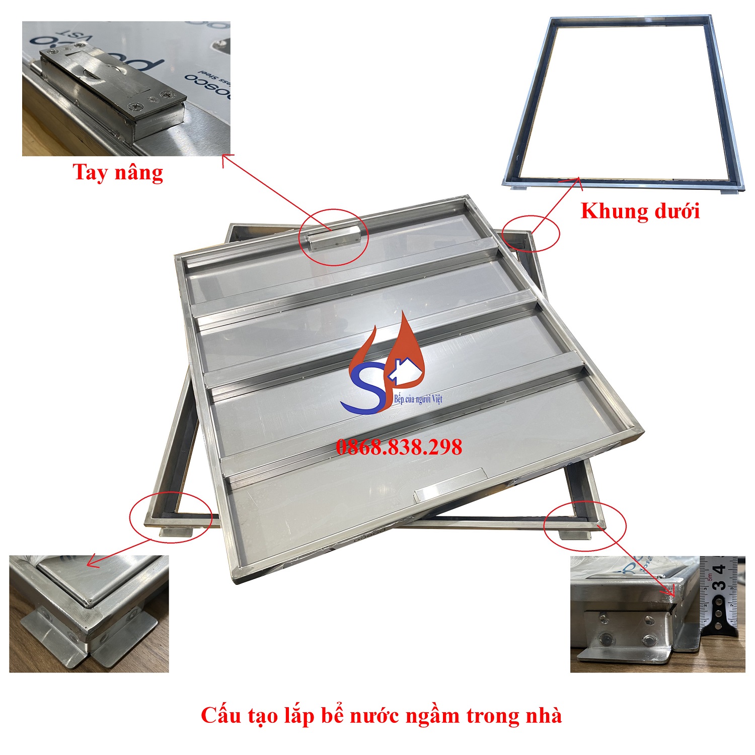 Nắp bể nước ngầm trong nhà âm sàn inox giá rẻ