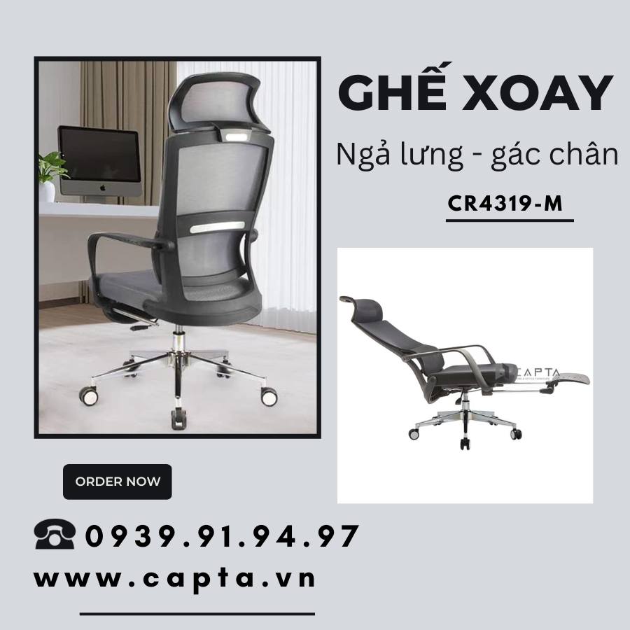 Ghế hỗ trợ cột sống chống đau lưng có gác chân CR4319-M Nội thất CAPTA