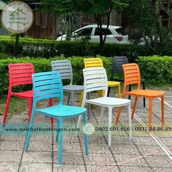 Ghế cafe nhựa đúc nguyên khối song ngang
