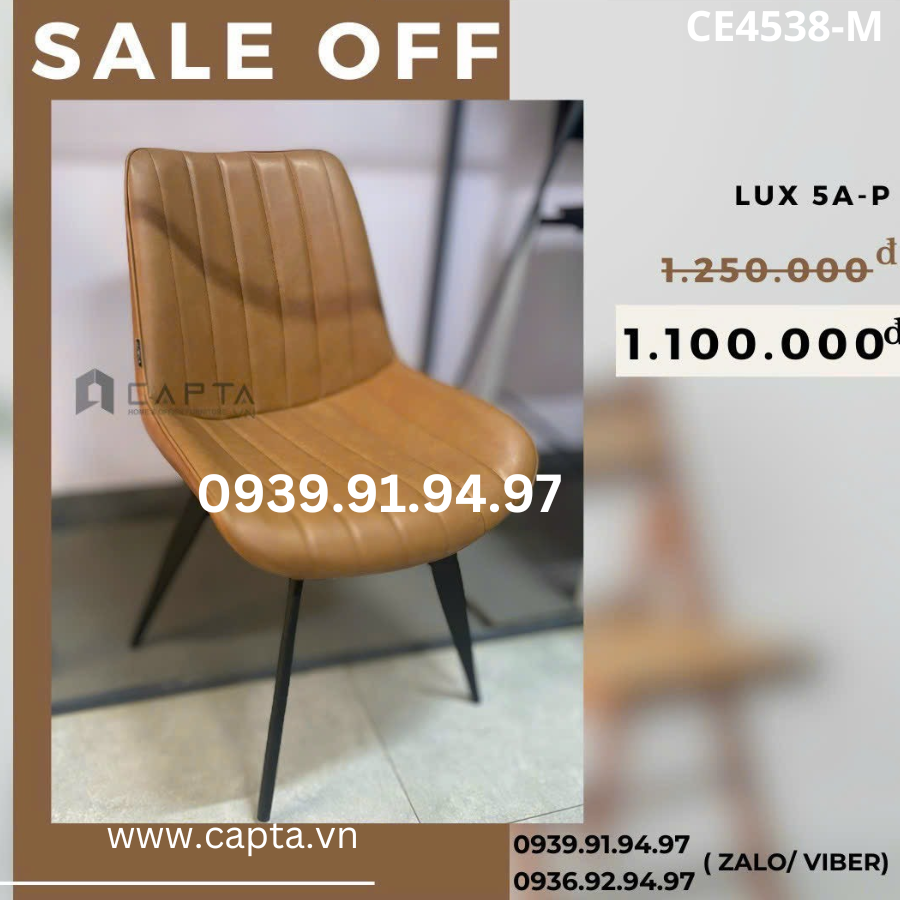Thanh lý hàng trưng bày ghế ăn có nệm PVC LUX 5A-P Nội thất CAPTA HCM