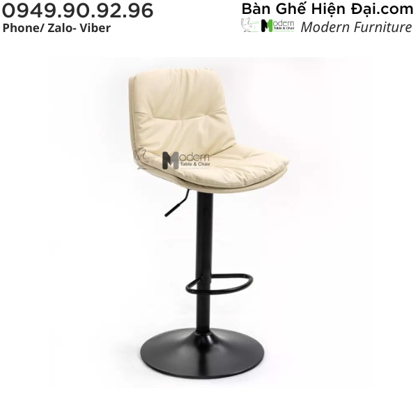 Ghế xoay bar nhà hàng bọc nệm Simili chân sắt tăng giảm HCM CB2283-P