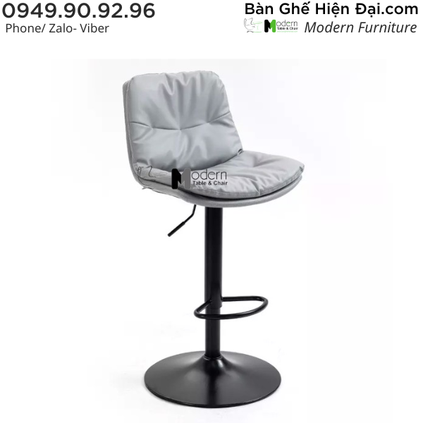 Ghế xoay bar nhà hàng bọc nệm Simili chân sắt tăng giảm HCM CB2283-P