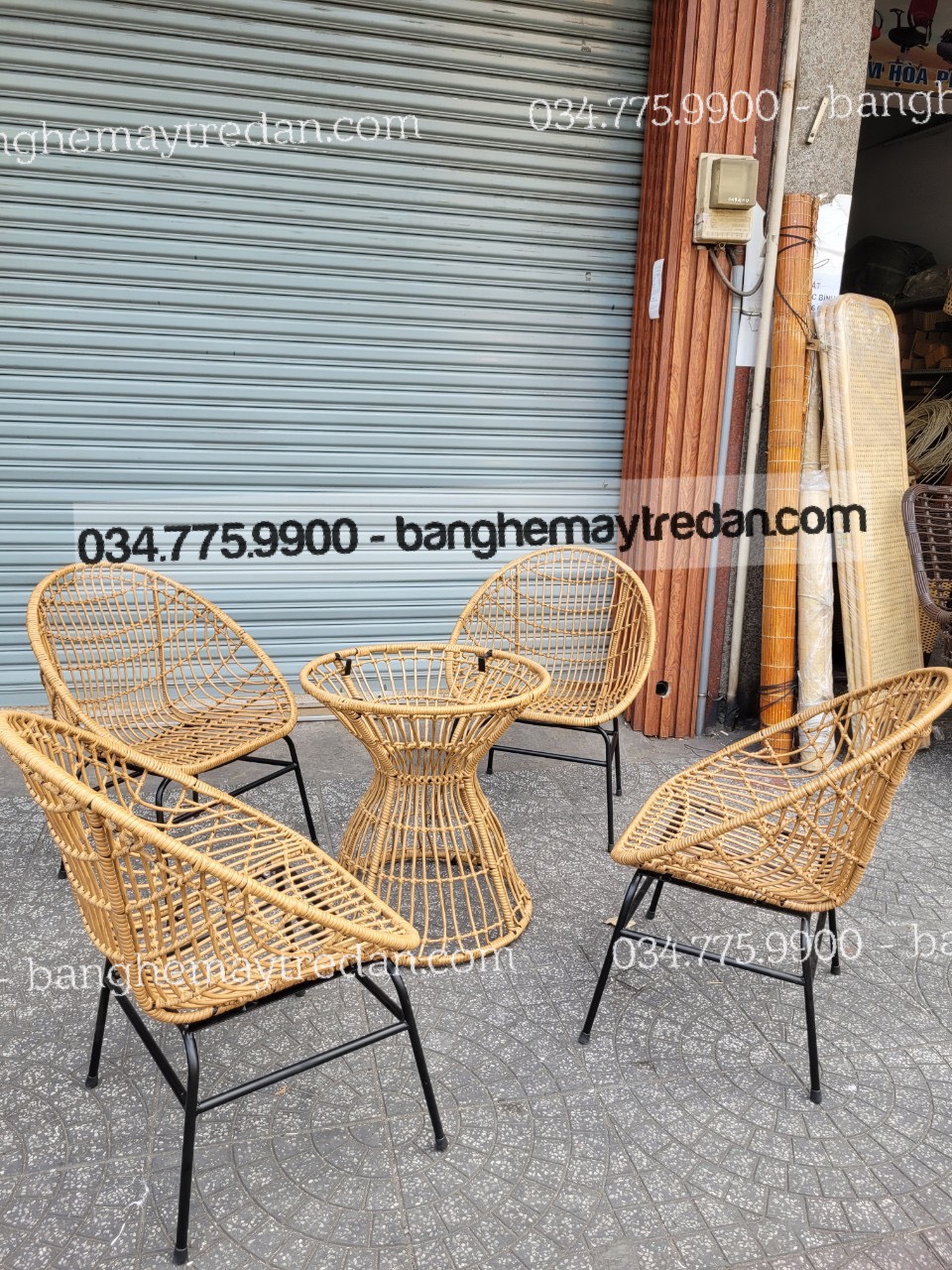 Bộ bàn ghế nhựa giả mây bền đẹp để sân vườn