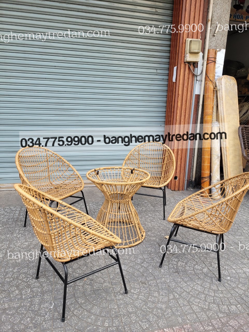 Bộ bàn ghế nhựa giả mây bền đẹp để sân vườn