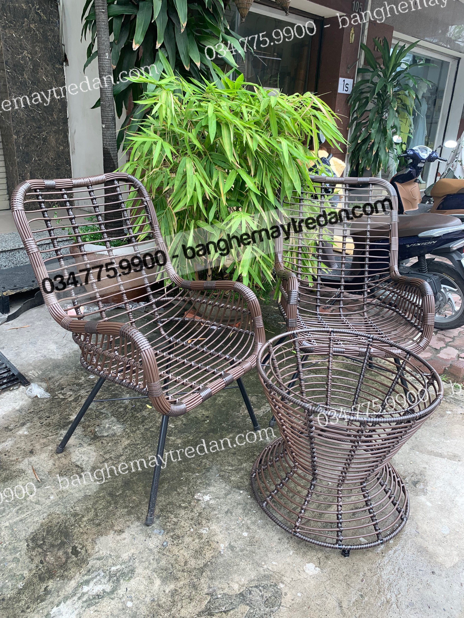 Bộ bàn ghế nhựa giả mây bền đẹp để sân vườn