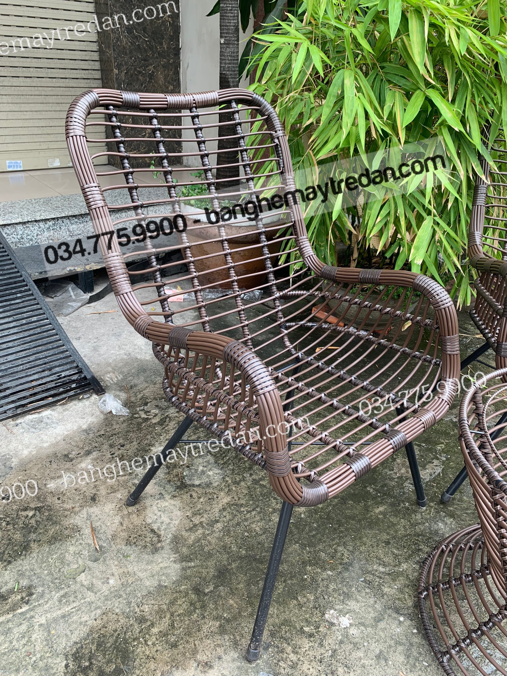 Bộ bàn ghế nhựa giả mây bền đẹp để sân vườn