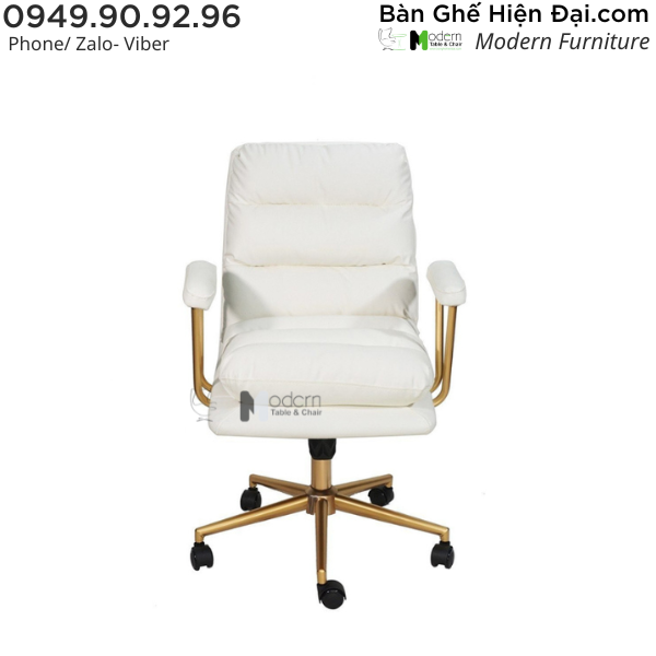 Ghế xoay học sinh học bài bọc nệm da chân nhũ vàng HCM CE1018-P