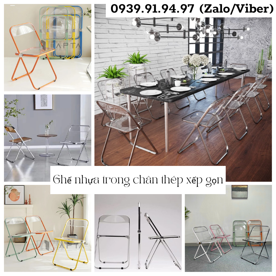 Ghế xếp gọn nhựa trong suốt hiện đại CT3618-S Nội thất CAPTA HCM