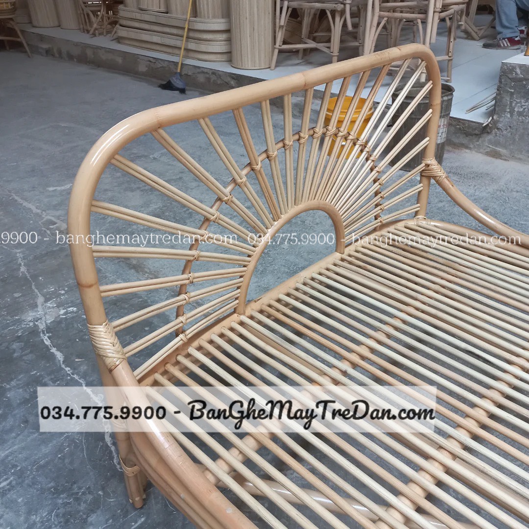 Giường ngủ bằng song mây cao cấp - Bàn ghế mây tre