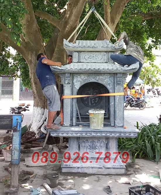 Mẫu miếu thờ đá thờ thần linh có mái che đẹp bán Tiền Giang