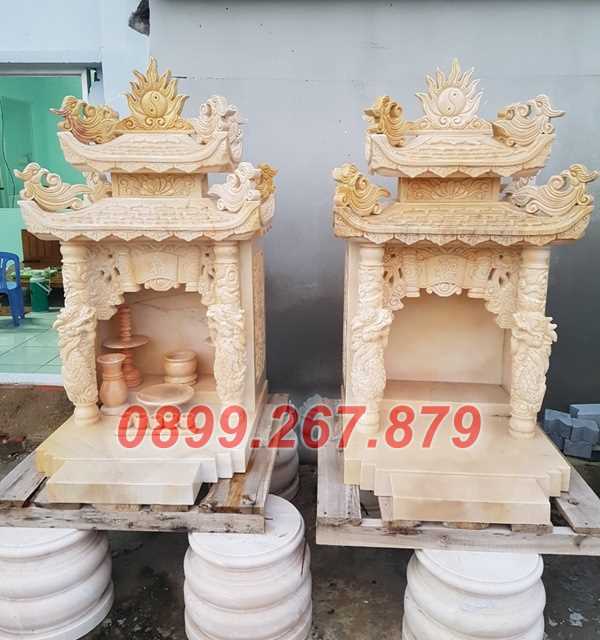 Mẫu miếu thờ đá thờ thần linh có mái che đẹp bán Tiền Giang