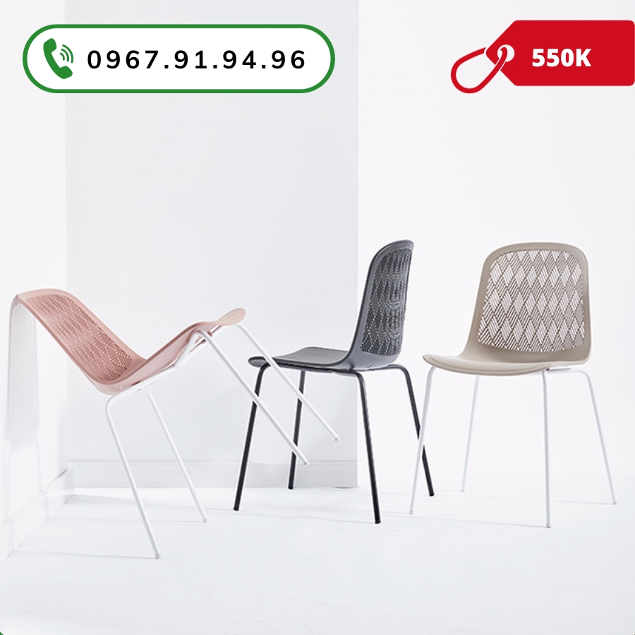 Ghế cafe thân nhựa PP chân sắt sơn tĩnh điện nhập khẩu CC3008-S