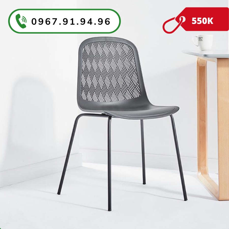 Ghế cafe thân nhựa PP chân sắt sơn tĩnh điện nhập khẩu CC3008-S