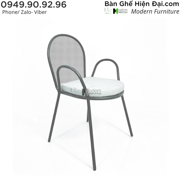 Ghế cafe sân vườn bọc nệm vải chân sắt cao cấp HCM CC2026-T