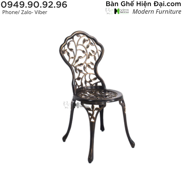 Ghế cafe ban công tựa lưng họa tiết khung nhôm đúc cao cấp HCM CC2022A