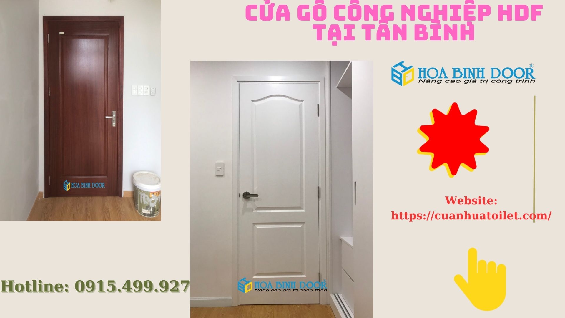Cửa gỗ công nghiệp HDF tại Tân Bình - Cửa gỗ công nghiêp