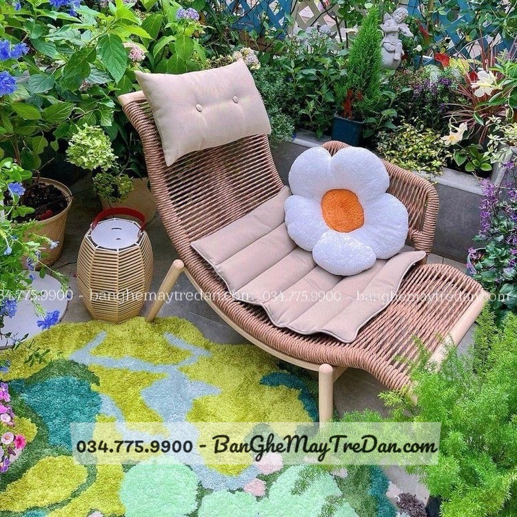 Ghế thư giãn đan dây dù có kèm đôn gác chân