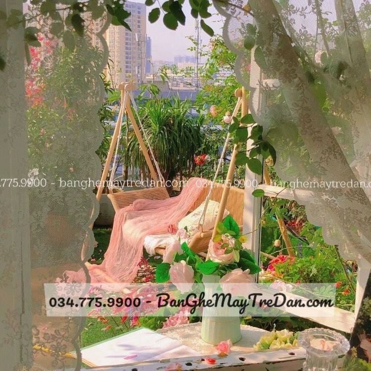 Xích đu đan dây để ngoài trời - Bàn ghế mây tre đan