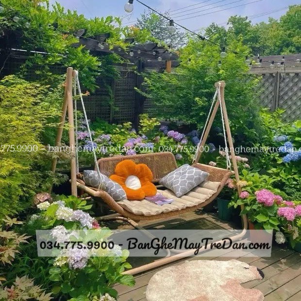 Xích đu đan dây để ngoài trời - Bàn ghế mây tre đan