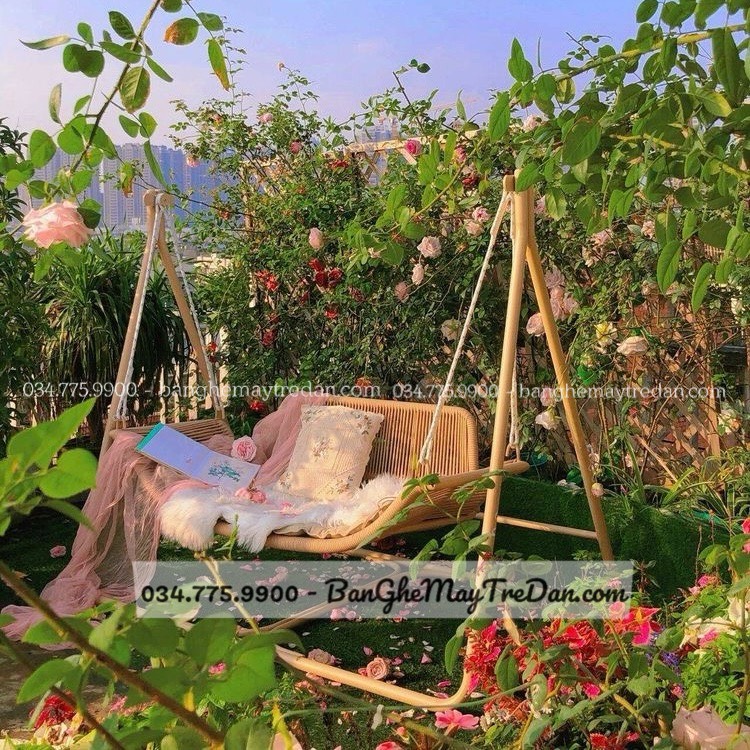 Xích đu đan dây để ngoài trời - Bàn ghế mây tre đan