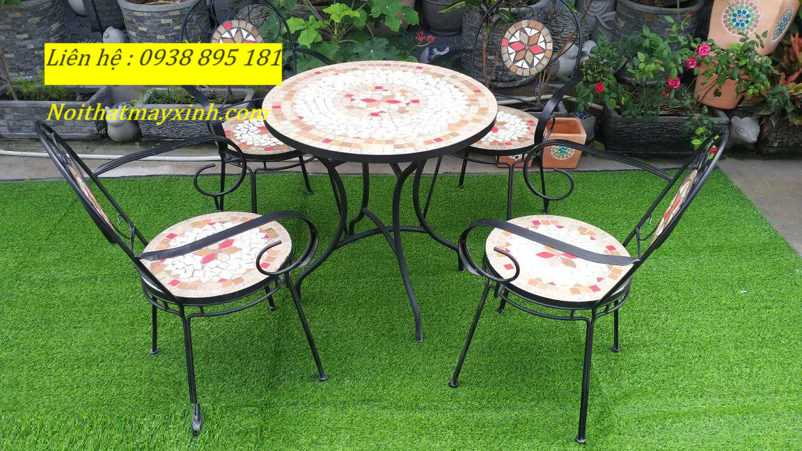 Bộ bàn ghế sắt monsaic ngoài trời giá rẻ tại hcm
