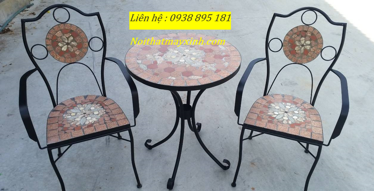 Bàn ghế sắt mặt đá Monsaic giá rẻ tại sài gòn