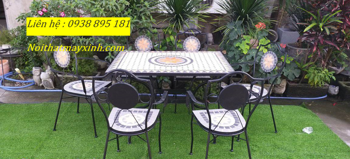 Bộ bàn ghế sắt monsaic ngoài trời giá rẻ tại hcm