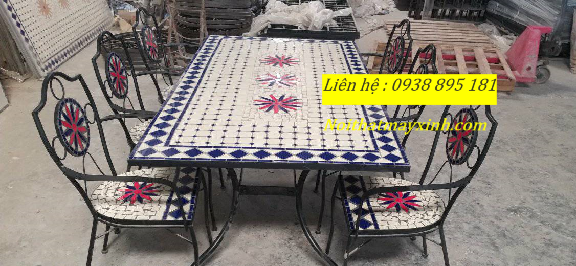 Bộ bàn ghế sắt monsaic ngoài trời giá rẻ tại hcm