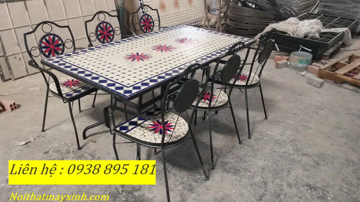 Bộ bàn ghế sắt monsaic ngoài trời giá rẻ tại hcm