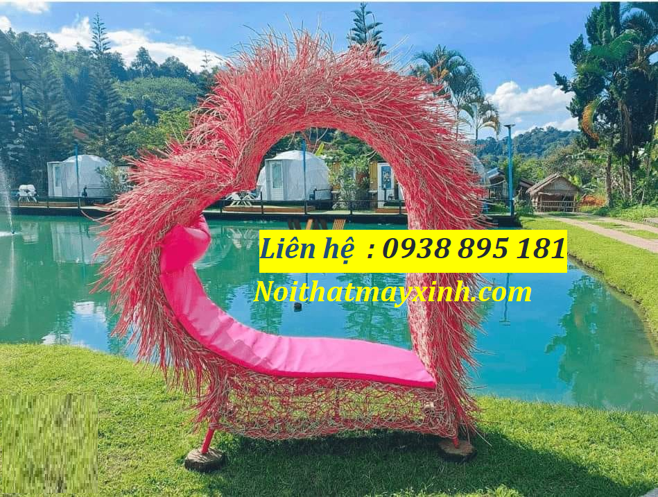 Mẫu ghế trái tim chụp hình  check in bằng mây tre đan độc đáo