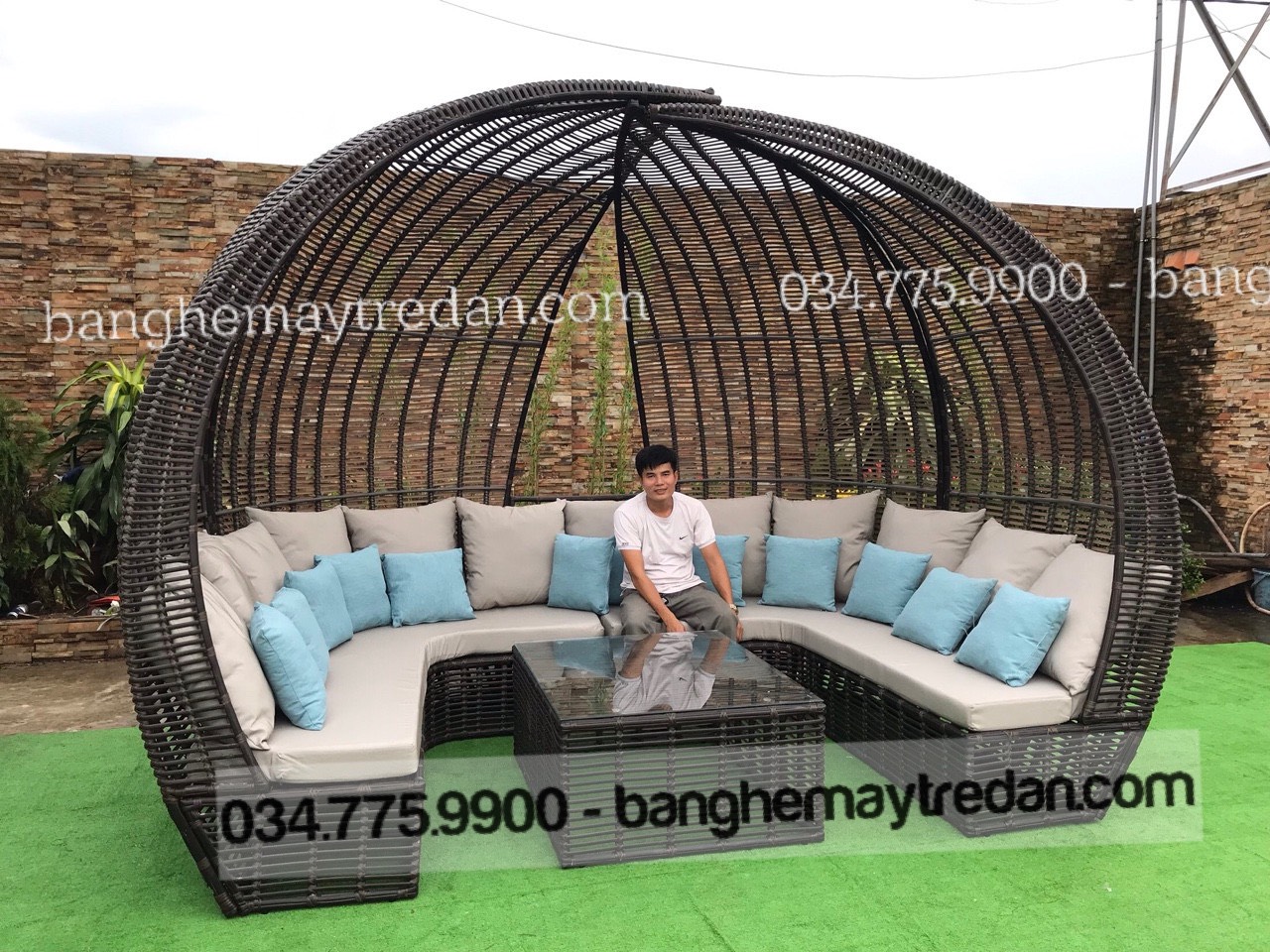 Bộ bàn ghế mái vòm để ngoài trời cho khu resot