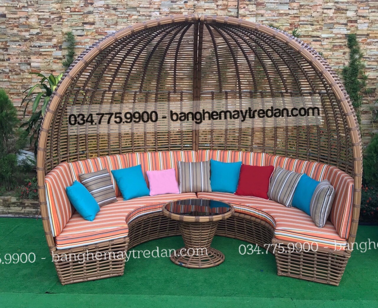 Bộ bàn ghế mái vòm để ngoài trời cho khu resot
