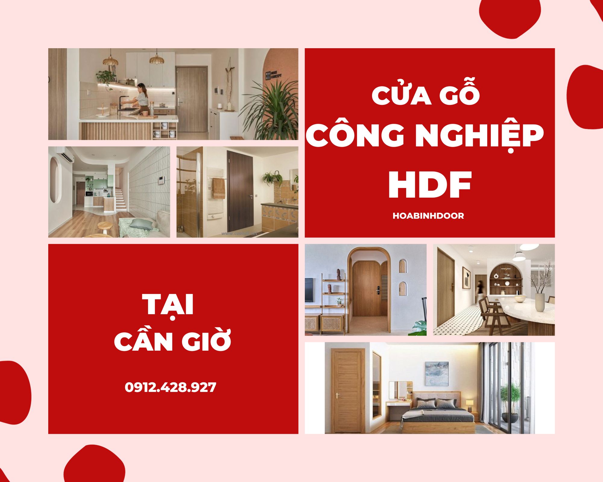 Cửa gỗ HDF tại Cần Giờ  Cửa gỗ công nghiệp giá rẻ