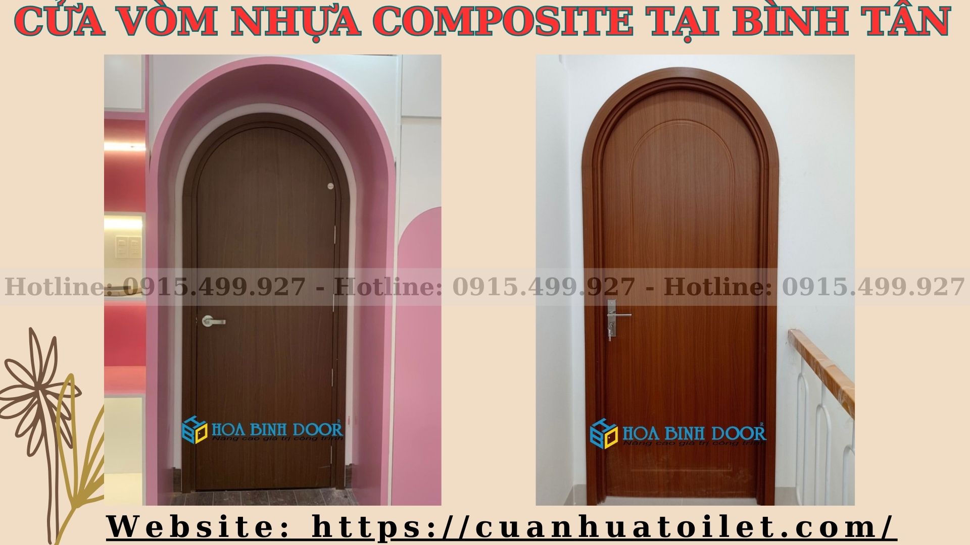 Cửa vòm nhựa Composite tại bình tân - cửa nhựa giả gỗ