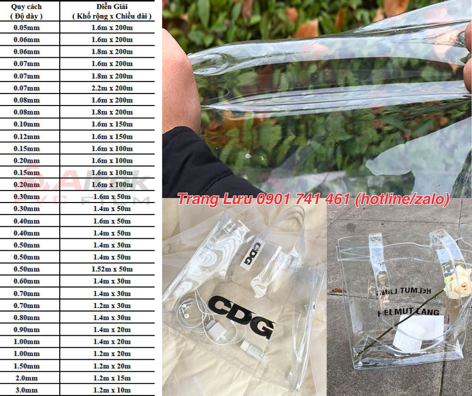 Màn nhựa PVC trong suốt giá rẻ tại xưởng