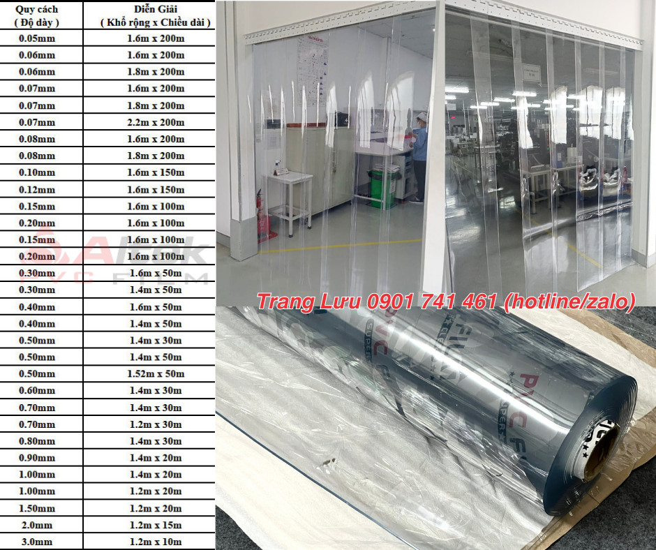 Màn nhựa PVC trong suốt giá rẻ tại xưởng